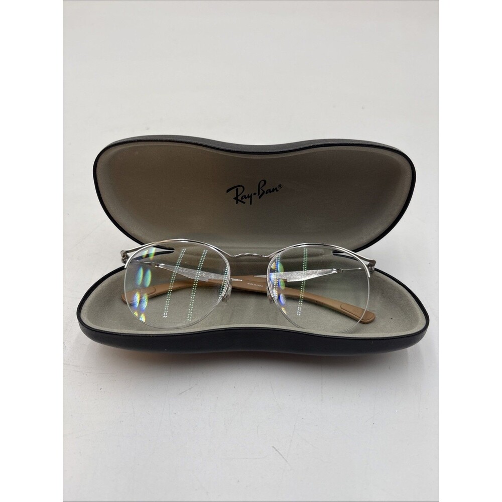 Ray-Ban eyeglasses RB 7553 3216 52 20 140 Silver Frame Tan Earpiece
